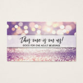 Glitzer Bokeh Drink Tickets mit modernen Handschri (Vorderseite)