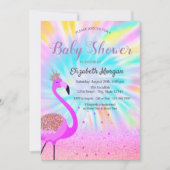 Glitzer Bokeh, Flamingo, Ombre Gefärbte Krawatte Einladung (Vorderseite)