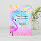 Glitzer Bokeh, Flamingo, Ombre Gefärbte Krawatte Einladung (Stehend Vorderseite)