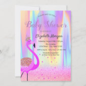 Glitzer Bokeh, Flamingo, Ombre Holographic Einladung (Vorderseite)