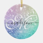 Glitzer Bokeh Glamour Elegant Keramik Ornament (Vorne)