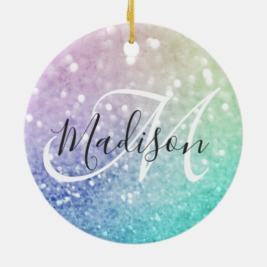 Glitzer Bokeh Glamour Elegant Keramik Ornament (Hinten)