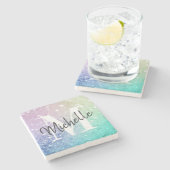 Glitzer Bokeh Glamour Elegant Steinuntersetzer (Seitenansicht)