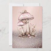 Glitzer Bokeh, Mushrooms Snails Baby Dusche Einladung (Rückseite)
