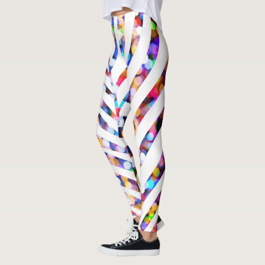 Glitzer Bokeh Palme-Blatt kopiert buntes Leggings (Links)