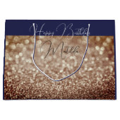 Glitzer Bokeh Rose Goldskriptname große Geschenkta Geschenktüte (Vorderseite)