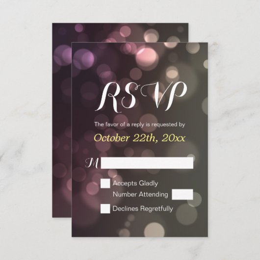 Glitzer Bokeh Sparkle Wedding Brautparty UAWG RSVP Karte (Vorne/Hinten)