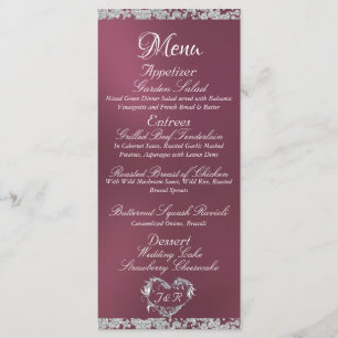 Glitzer Border on Lavender Wedding Menü Menükarte