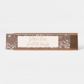 Glitzer Boss Rose Gold Desk Name Plakat Schreibtischnamensplakette (Vorderseite )