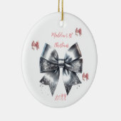 Glitzer Bow Baby's First Christmas Keramik Ornament (Rechts)
