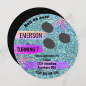 Glitzer BOWLINGS-BALL, Bowling, Einladung (Vorne/Hinten)