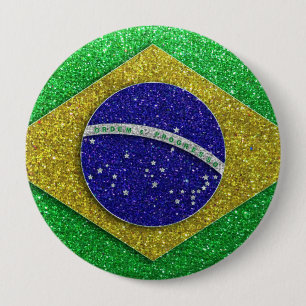 Glitzer Brasilianische Flagge Mode-Bling Button