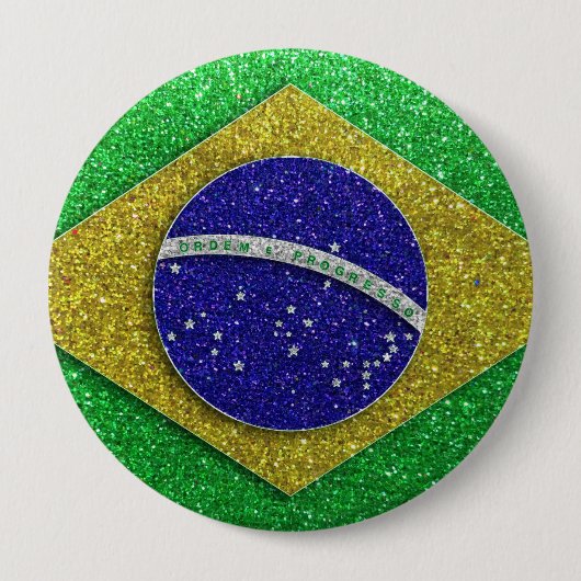 Glitzer Brasilianische Flagge Mode Bling Fashion B Button (Vorderseite)