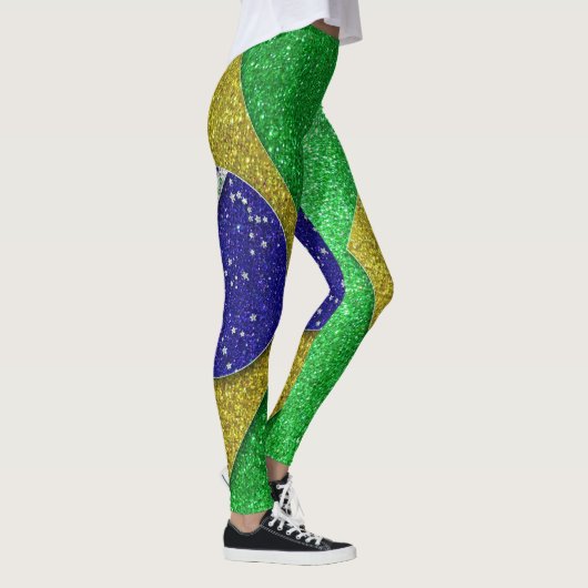 Glitzer Brasilianische Flagge Mode Modemanöver Sti Leggings (Rechts)