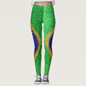 Glitzer Brasilianische Flagge Mode Modemanöver Sti Leggings (Vorderseite)
