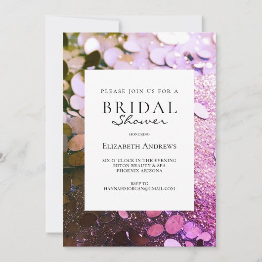 Glitzer Brautparty Einladung (Vorderseite)