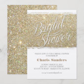 Glitzer Brautparty - Gold Einladung (Vorne/Hinten)