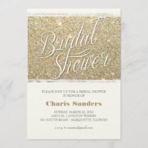 Glitzer Brautparty - Gold Einladung