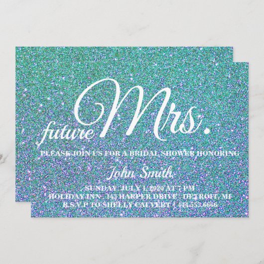 Glitzer Brautparty Zukunft Frau Einladung (Vorne/Hinten)