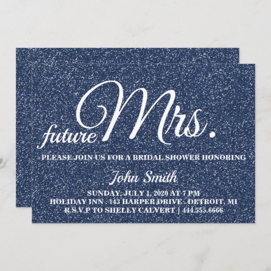 Glitzer Brautparty Zukunft Frau Einladung (Vorne/Hinten)