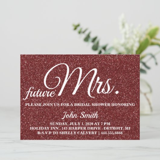 Glitzer Brautparty Zukunft Frau Einladung (Stehend Vorderseite)
