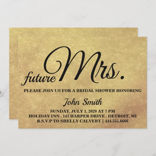 Glitzer Brautparty Zukunft Frau Einladung (Vorne/Hinten)
