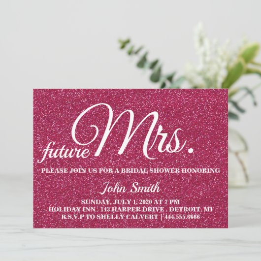 Glitzer Brautparty Zukunft Frau Einladung (Stehend Vorderseite)