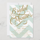 Glitzer Bridal Dusche Einladung, Minze Zickzack Einladung (Vorderseite)