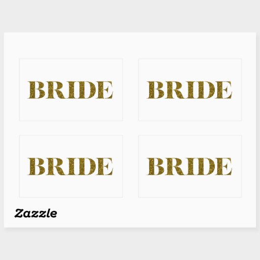 Glitzer Bride Gold Rechteckiger Aufkleber (Blatt)