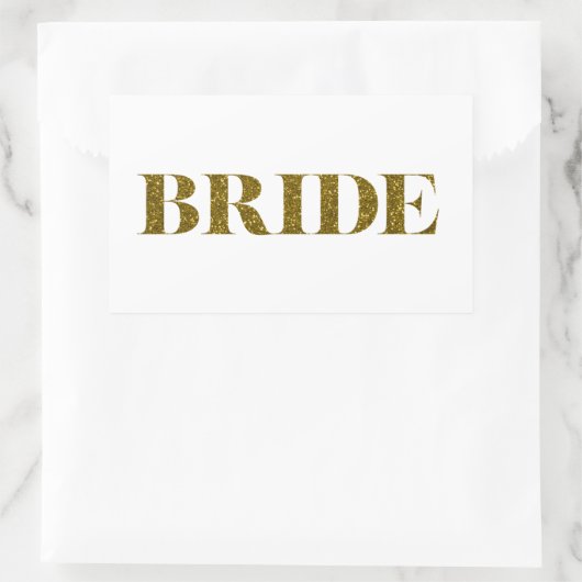 Glitzer Bride Gold Rechteckiger Aufkleber (Tasche)
