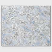 Glitzer Bride Marble Gray Gray Silver Stone Blau Geschenkpapier (Flach)
