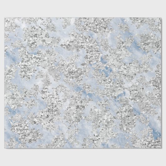 Glitzer Bride Marble Gray Gray Silver Stone Blau Geschenkpapier (Flach)