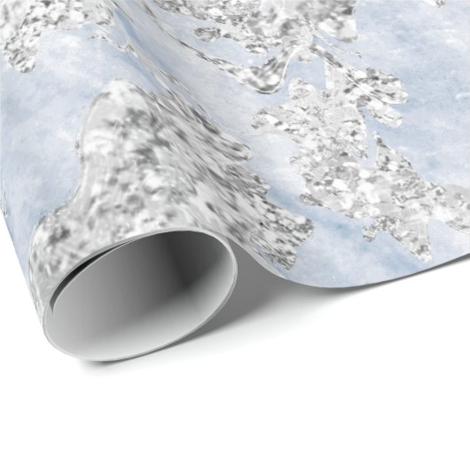 Glitzer Bride Marble Gray Gray Silver Stone Blau Geschenkpapier (Rolleneckpunkt)