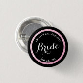 Glitzer Brides Junggeselinnen-Abschied Black and P Button (Vorne & Hinten)
