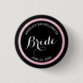 Glitzer Brides Junggeselinnen-Abschied Black and P Button (Vorderseite)