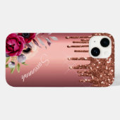 Glitzer Bronze aus metallischem Monogramm Case-Mate iPhone Hülle (Rückseite (Horizontal))