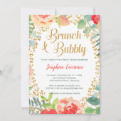 Glitzer-Brunch-Brautparty für Floral und Gold Einladung (Vorderseite)