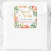 Glitzer-Brunch-Brautparty Quadratischer Aufkleber (Tasche)