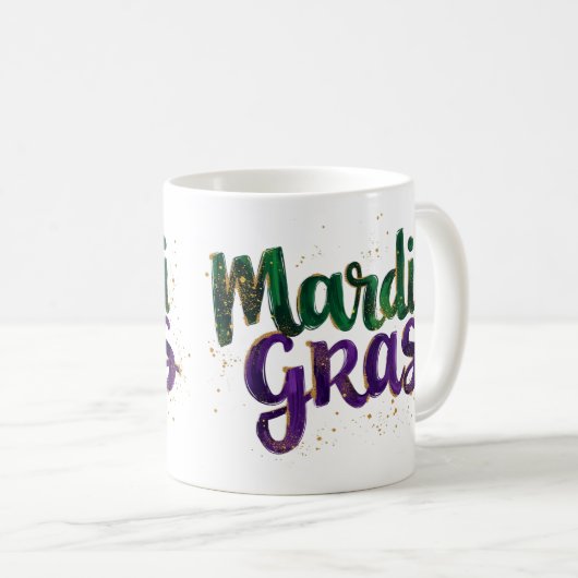 Glitzer Brushstroke Mardi Gras Kaffeetasse (VorderseiteRechts)