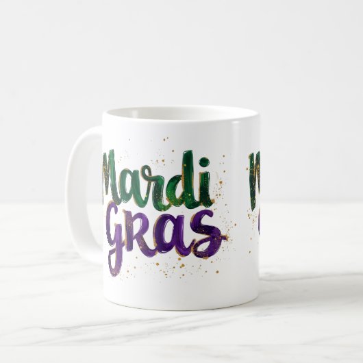 Glitzer Brushstroke Mardi Gras Kaffeetasse (Vorderseite Links)
