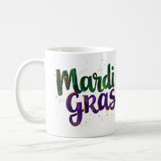 Glitzer Brushstroke Mardi Gras Kaffeetasse (Links)