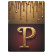 Glitzer-Buchstabe P-Monogramm mit tropfender Flüss Klemmbrett (Rückseite)
