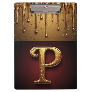 Glitzer-Buchstabe P-Monogramm mit tropfender Flüss Klemmbrett