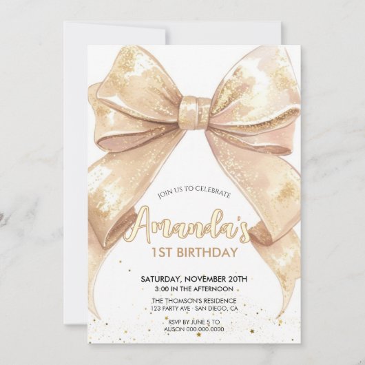 Glitzer-Buggeburt Einladung (Vorderseite)