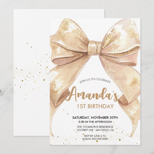 Glitzer-Buggeburt Einladung (Vorne/Hinten)