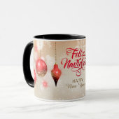 Glitzer Bulbs Feliz Navidad Snowflake Tasse (Vorderseite Links)