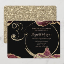 Glitzer Burgundy Marble 30. Geburtstag