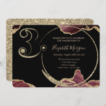 Glitzer Burgundy Marble 30. Geburtstag