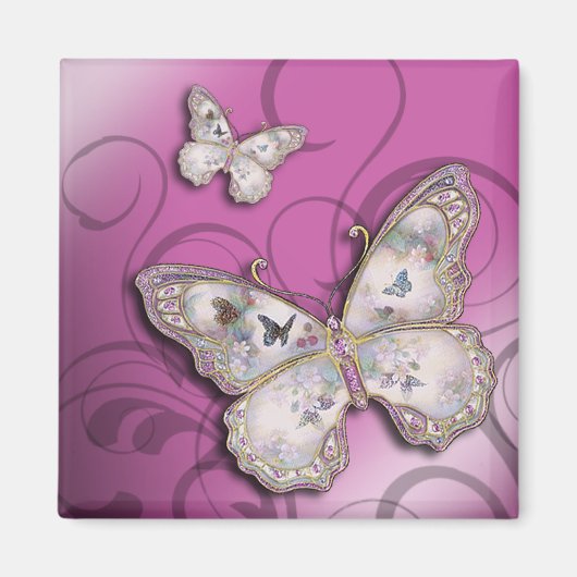 "Glitzer Butterflies" (lilac) von Cheryl Daniels Magnet (Vorne)