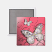 "Glitzer Butterflies" (pink) von Cheryl Daniels Magnet (Vorderseite/Rückseite)
